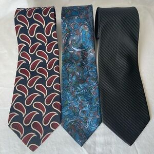 Lot of 3 Mens Silk Neckties Brandini, Bellini, George